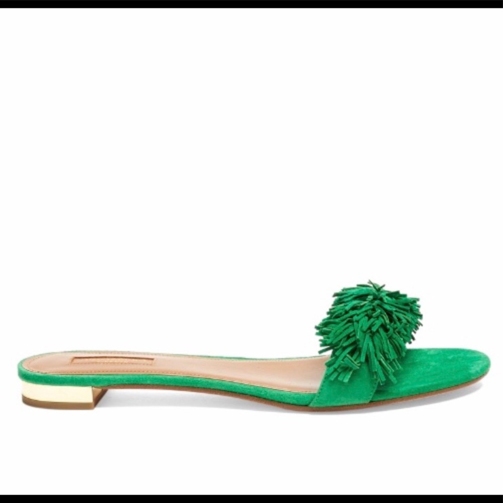 Aquazzura wild thing suede slides